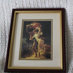 Pierre Auguste Cot “The Storm” Vintage Fine Art Matted Framed Wall Decor